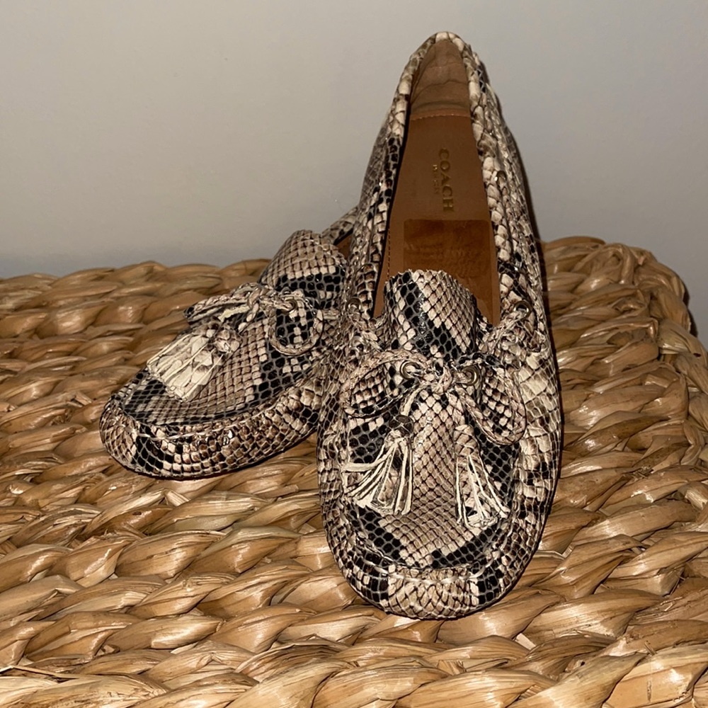Coach snakeskin pattern drivers/moccasins